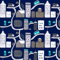 Little City | Peel & Stick Wallpaper(Little City Peel Stick Wallpaper D Psad163) -Astek | Home Sales PSAD163 3 little city NIGHT