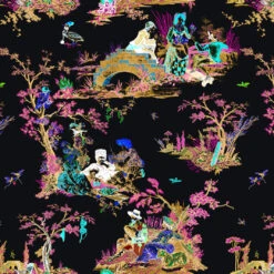 Flowerboy Toile Wallpaper | Peel & Stick Wallpaper(Flowerboy Toile Wallpaper Peel Stick Wallpaper D Pssk100) -Astek | Home Sales PSSK100 3 flowerboy toile NIGHTSHADE